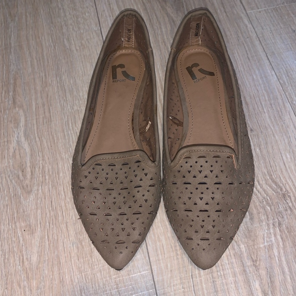 Report brown pointy toe flats 8 Wide